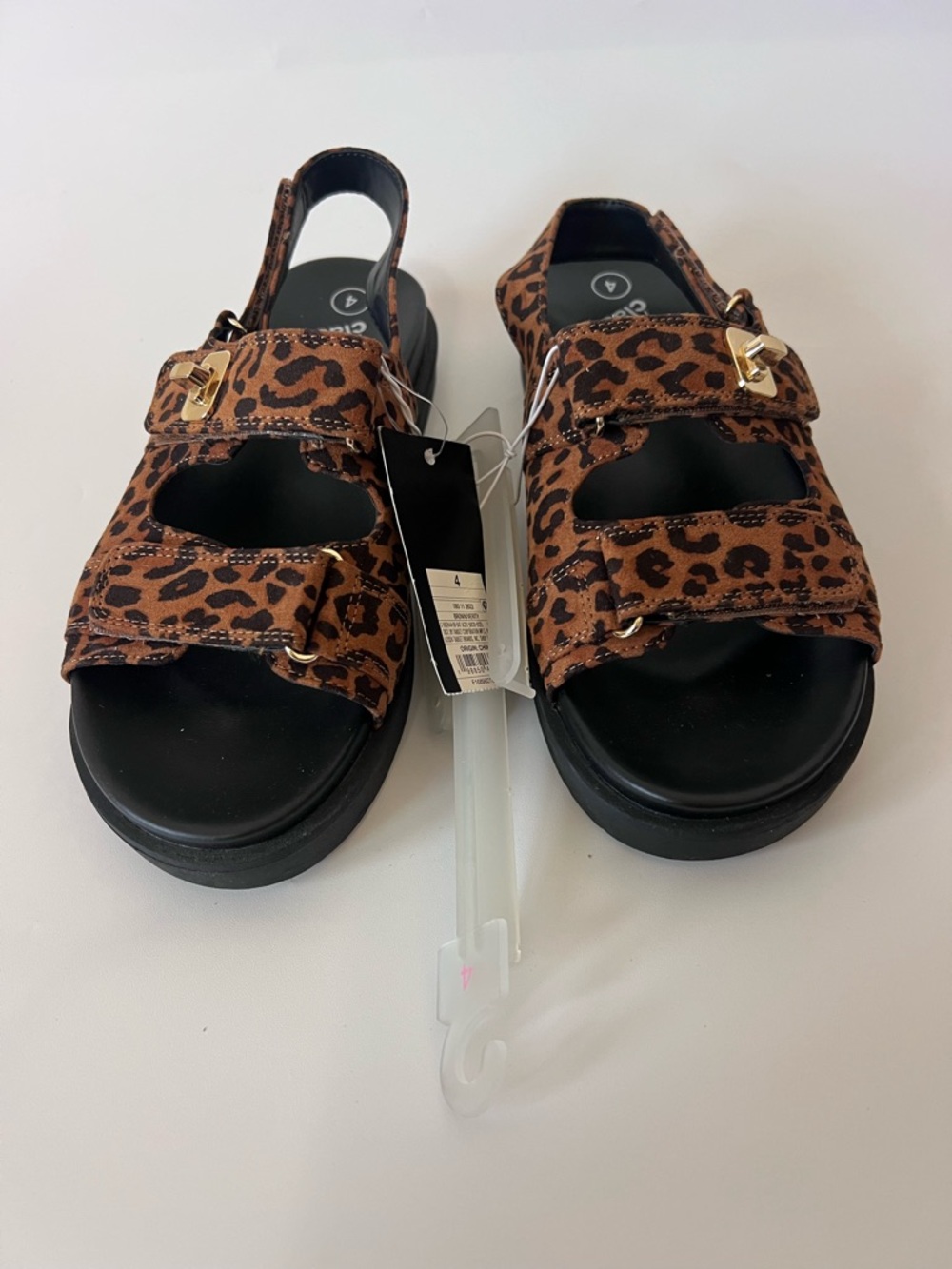 Leopard Platform Sandals Girls Youth 4 Chunky Velcro Buckle Trendy Y2K - Picture 8 of 8